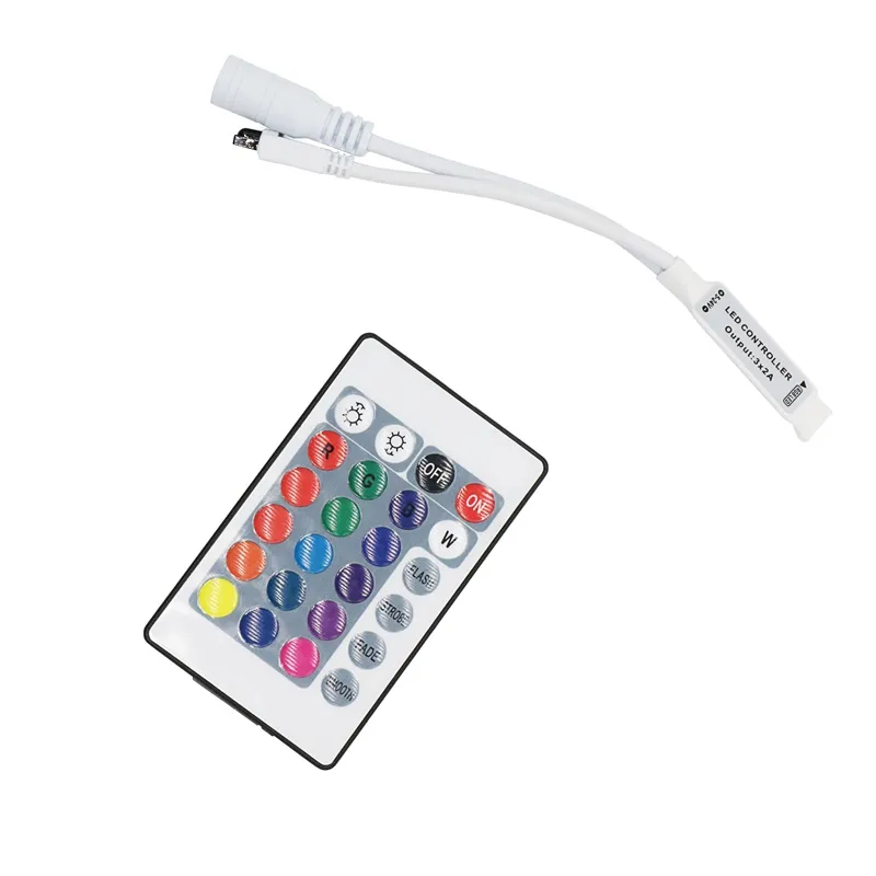 UMLIGN1688 24KKEY 44 KEY MINI INFRARED CONTROLLER RGB LED-remsa 24 Keys Mini Fjärrkontroll för 3528 5050 RGB Strip SMD 12V 