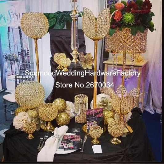 glass bead crystal Artificial flower arrangement stand wedding table centerpieces