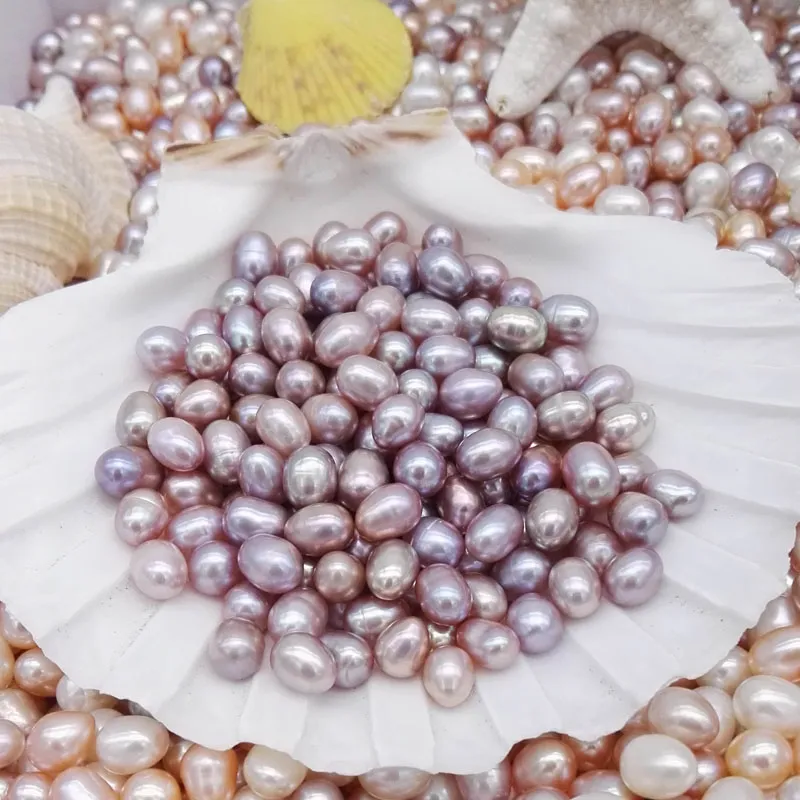High quality 6-7MM Oval Pearls seed beads white Pink purple Loose Freshwater pearls for jewelry making supplies Cheap wholesale