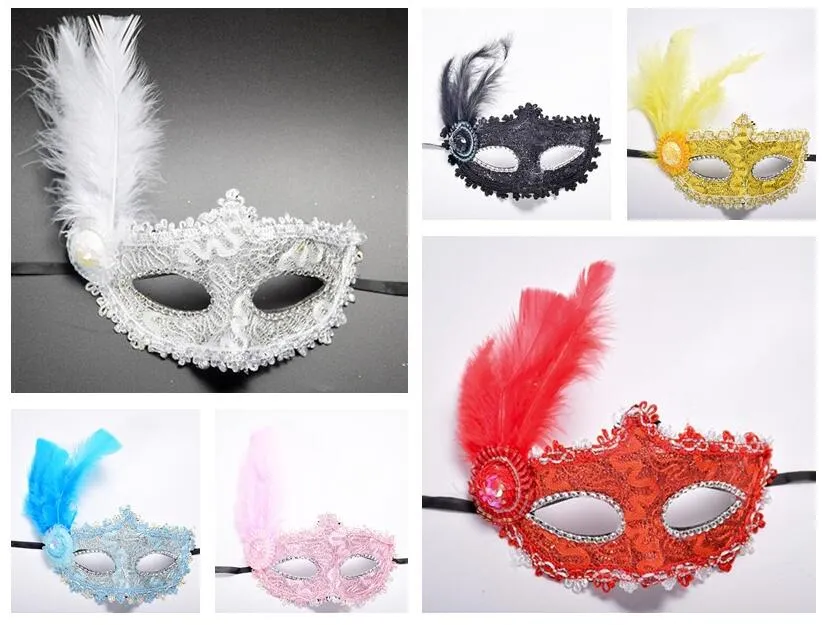 Ny ankomst kreativ ny halloween spets prinsessa dansmask läder fjäder liten hatt mask ph035 mix order som dina behov