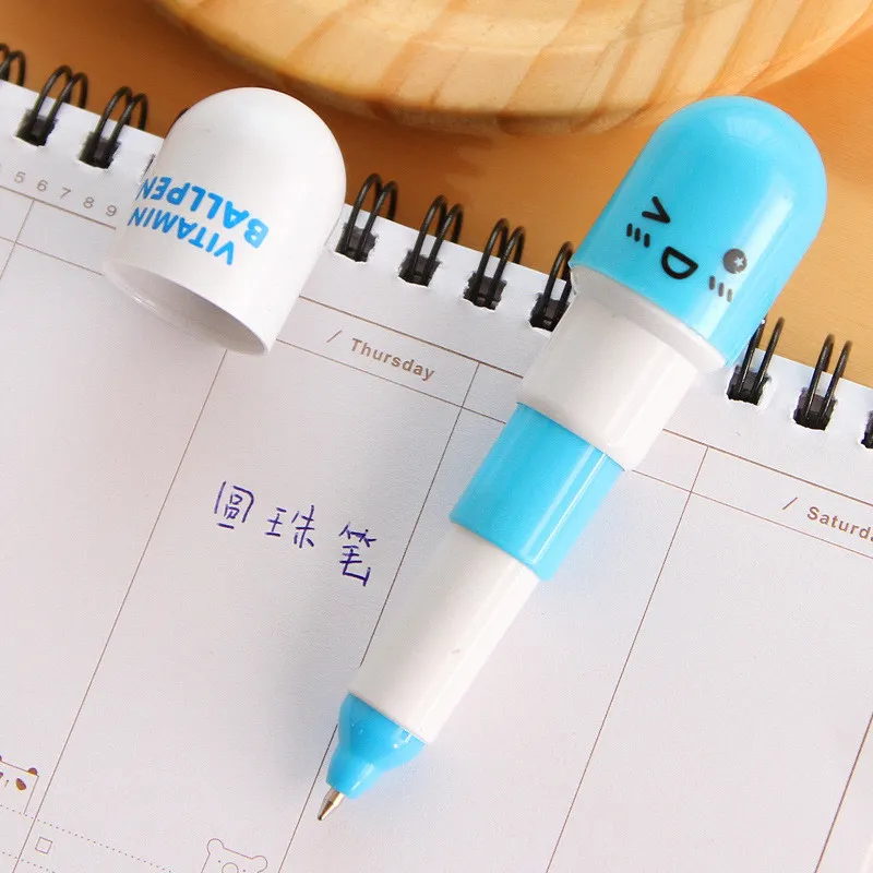 Creative Retractable Ball point pen cartoon Telescopic face Capsule pills cute Ballpoint Pen for kids gift5239053