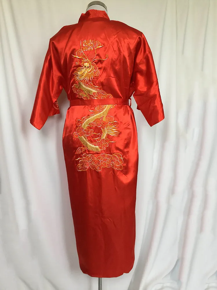 Mens Satin Chinese Style Robe Embroidered Dragon... From Brielle58, $16.15 