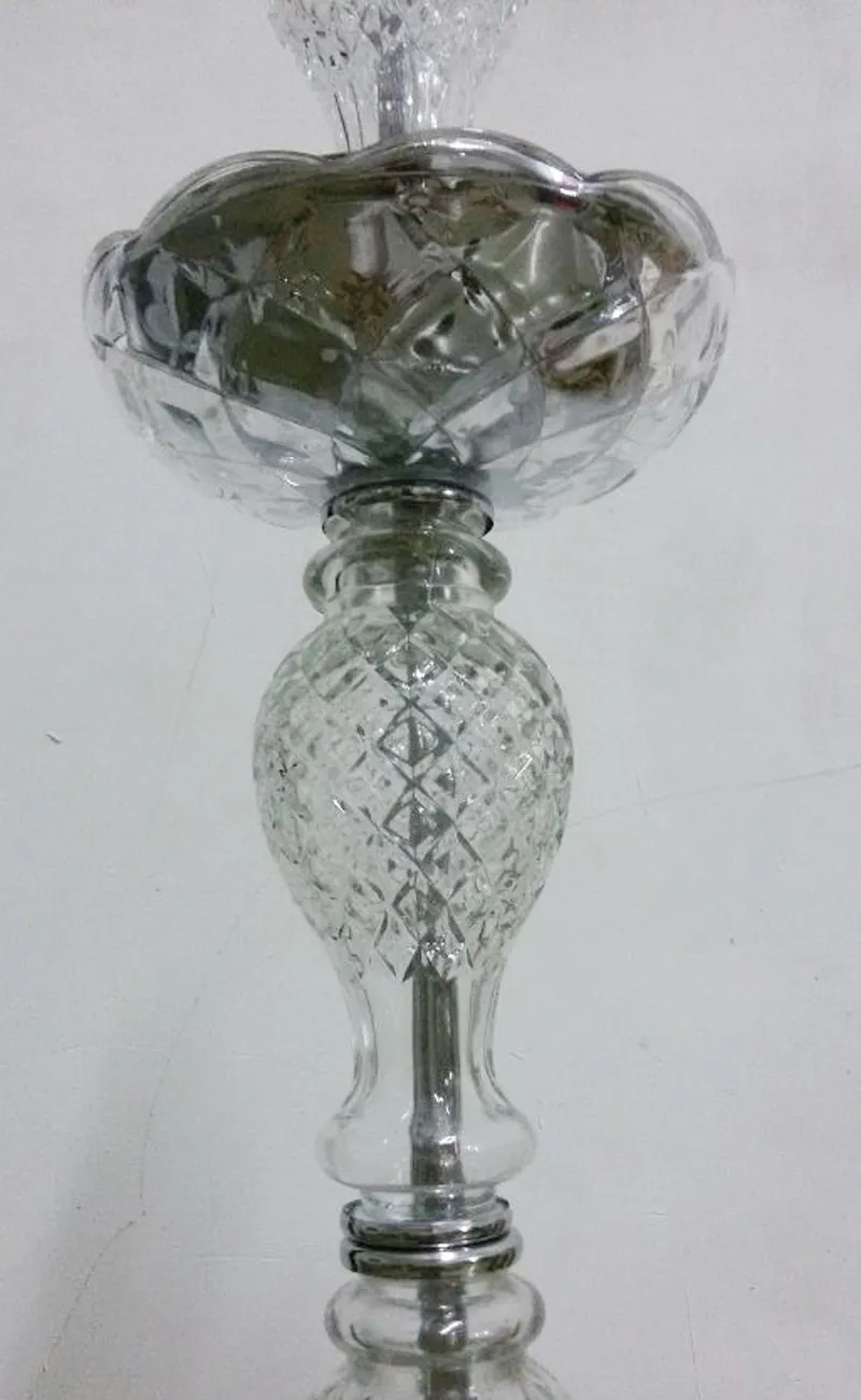 Stora kromrestaurangbordslampor Silvergrå glas Candelabra ledde höga ljusstakar för bröllopsmatsal Glasljusstake T2615672