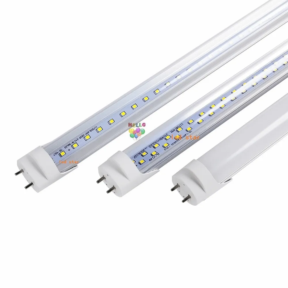 Lager i US + BI-pin 4FT LED T8 Tubes Light 18W 22W 28W Dubbelrader T8 Byt vanlig rör AC 110-240V FCC