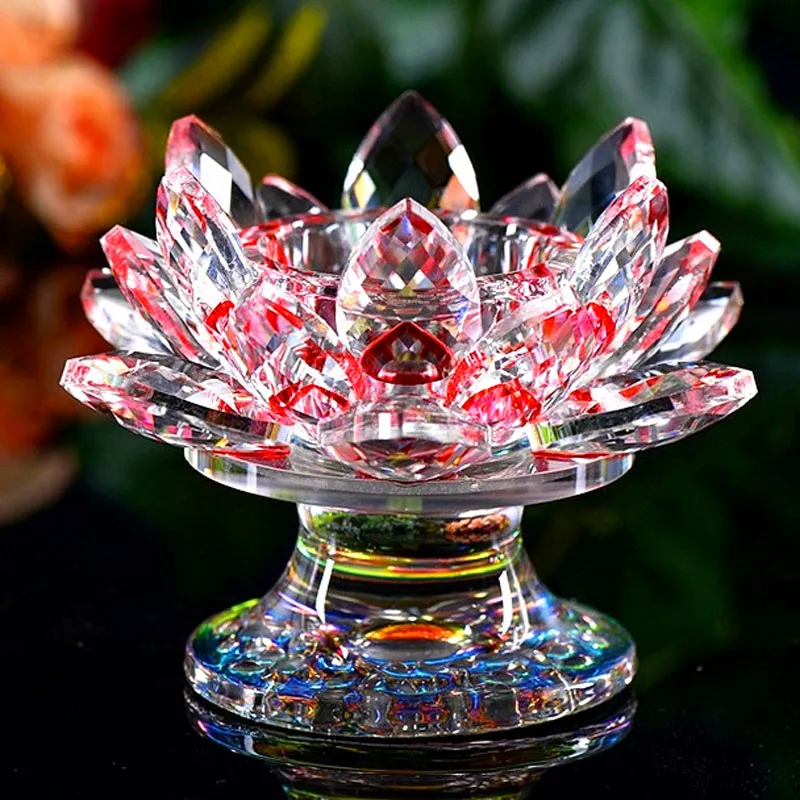 9 * 11cm Crystal Lotus Candle Houder Boter Lamphouder Crystal Candle Tafel Decoratie Souvenirs Craft Gift Buddhism Levert