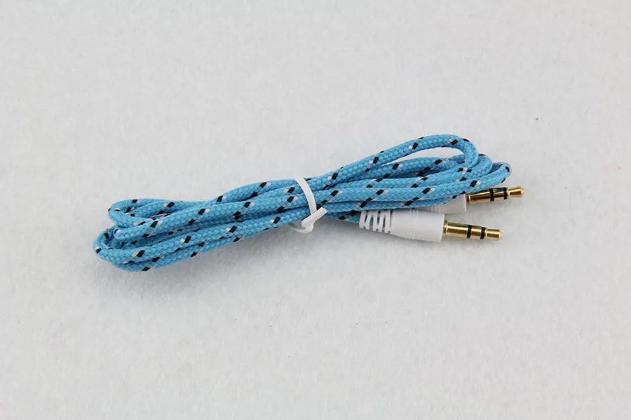 3.5mm Stereo Audio AUX Kabel Pleciony Tkaniny Tkaniny Drut Pomocniczy Sznury Jack Male do Mężczyzna M / M 1M Ołów do iPhone Samsung Telefon komórkowy 500P