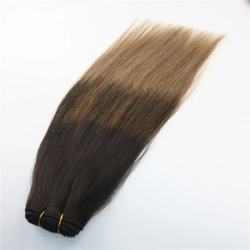 8A 100 Gram Brezilya Virgin Saç İnsan Saç Atkı Ombre Orta Kahverengi Ash Sarışın Balayage Vurguları 5490980