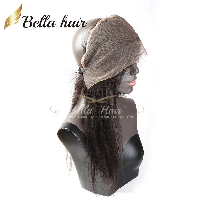 Naturlig hårlinje med barnhår 360 spetsband Fronkel 22 * ​​4 Grade 7a Brasiliansk Virgin Human Hair Silky Rak Frontal Bella Hair