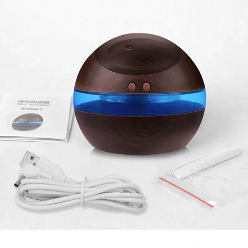 Hot 300ml USB-kontakt Ultraljuds luftfuktare Aroma diffusor diffusor Mist maker med blå LED-ljus