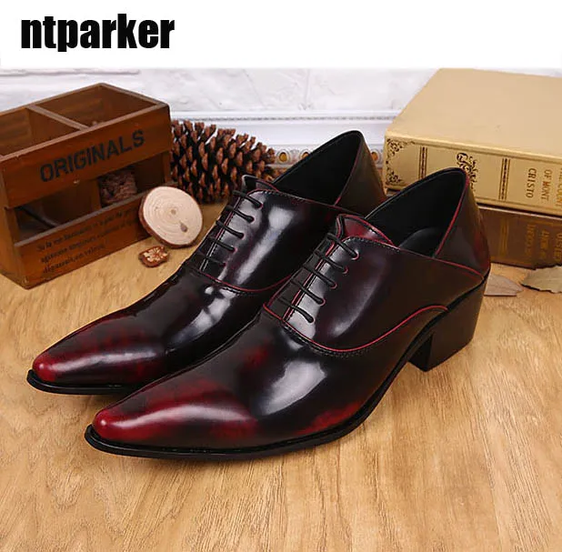 ¡Envio GRATIS! Zapatos de vestir de hombre rojo vino Zapatos de oficina de hombre formales clásicos Zapatos de cuero de hombre con cordones frescos Oxford, EU388-46.