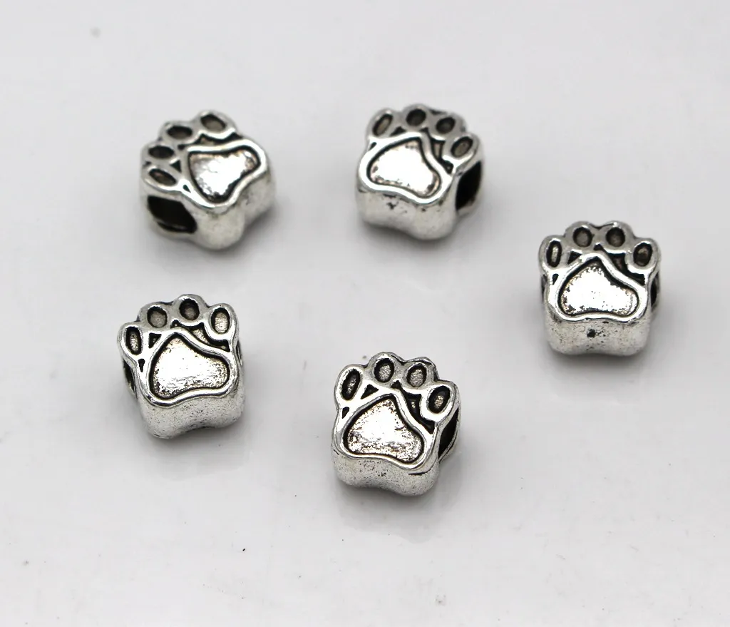 Bead Caps Antique Silver Tone Bear's Paw Charm Beads Fit European Bracelet 11x11mm