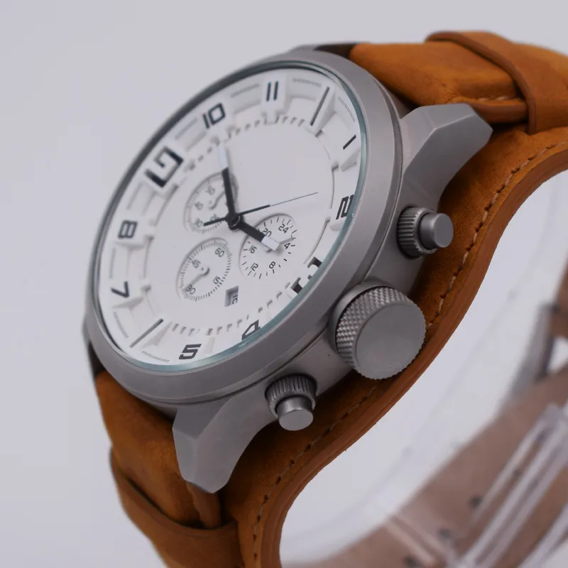 Atacado Reloj de Lujo Men's Chronograph Quartz Multifunction Sports Watches Seis Pino Calendário Cinto Buckle Lazer Relógios Gratuito