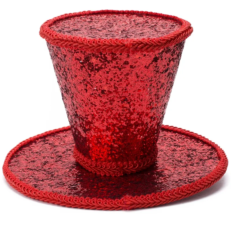 Burlesque Gothic glitter mini cappello a cilindro a colore puro color feste chiesa clip capelli a base di macellini a150