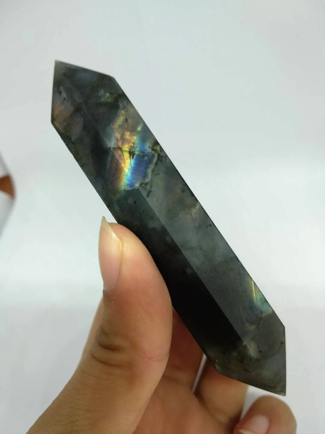Högkvalitativ Naturlig Labradorite Quartz Crystal Double Terminated Wand Healing Natural Stones och Minerals för julklapp Gratis frakt