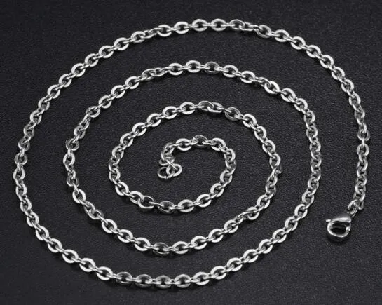 2.2mm 316L Stainless Steel Silver Necklace Round Rolo Chains for Men Women Hip Hop Fashion Jewelry New Design Sale 45 50 55cm Christmas Gift