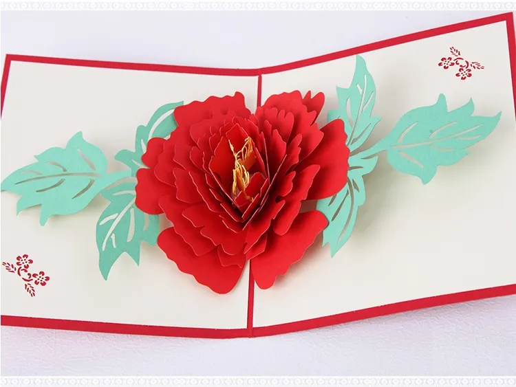 Peony Pop Up Cards Greeting Cards gift card for Congratulation, for Special Day, Birthday or Wedding Congratulation