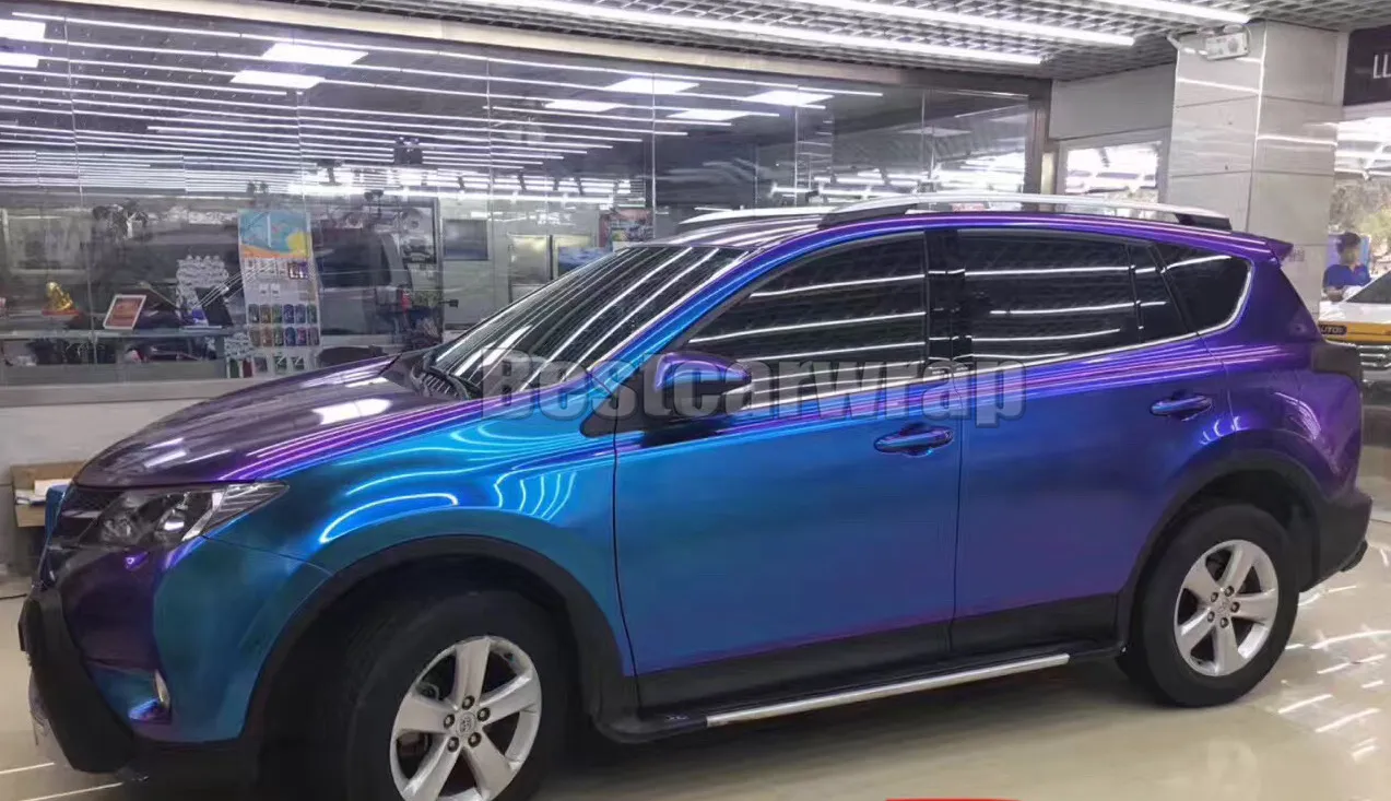 Chameleon Blue Purple Gloss shift rainbow Vinyl For Car wrap styling color flow covering Foil Flip - flop Film With Air bubble Free 1.52x20m 5x67ft