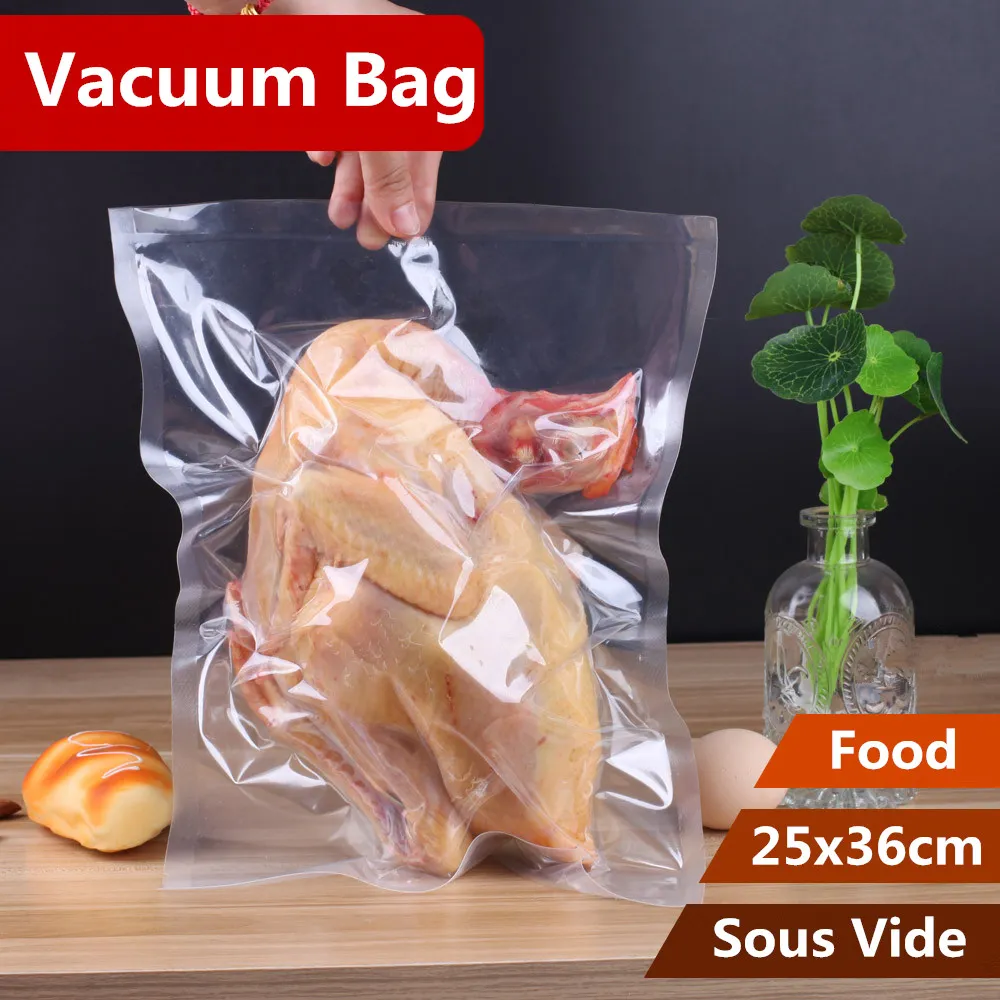 25x36cm 0.24mm vacuüm Nylon Clear Cooked Food Saver Opslaan Verpakking Zakken Vlees Snacks Hermetische Opslag Warmte Afdichting Plastic Pakket Pouch