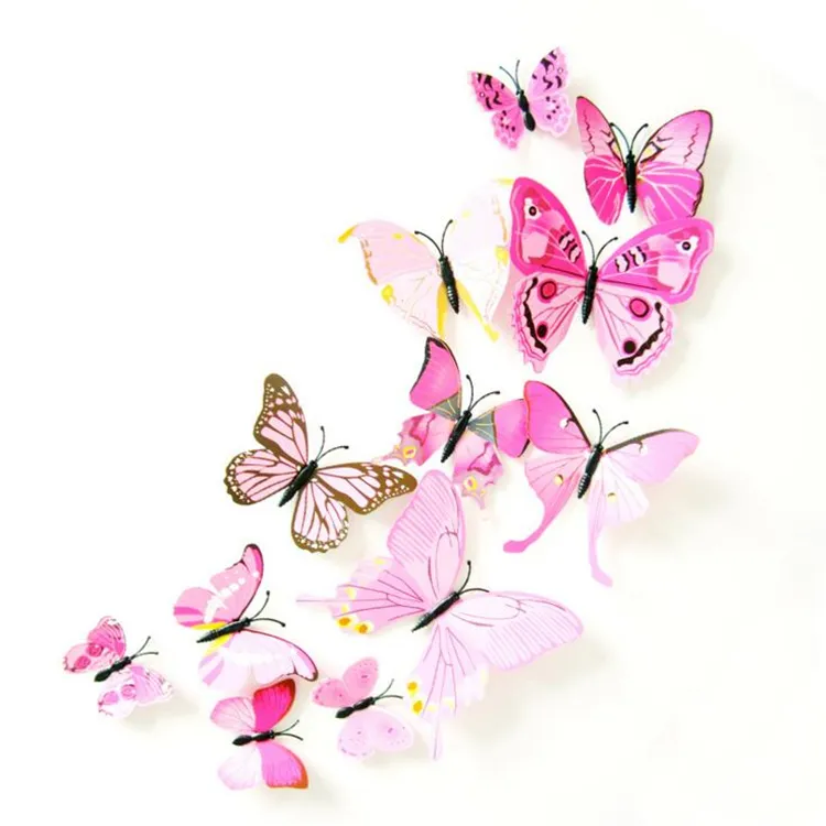 Yeni Güzel kelebek Buzdolabı sopa 3d çıkartmalar 3d kelebekler pvc çıkarılabilir duvar çıkartmaları butterflys Düğün oda dekorasyon I038