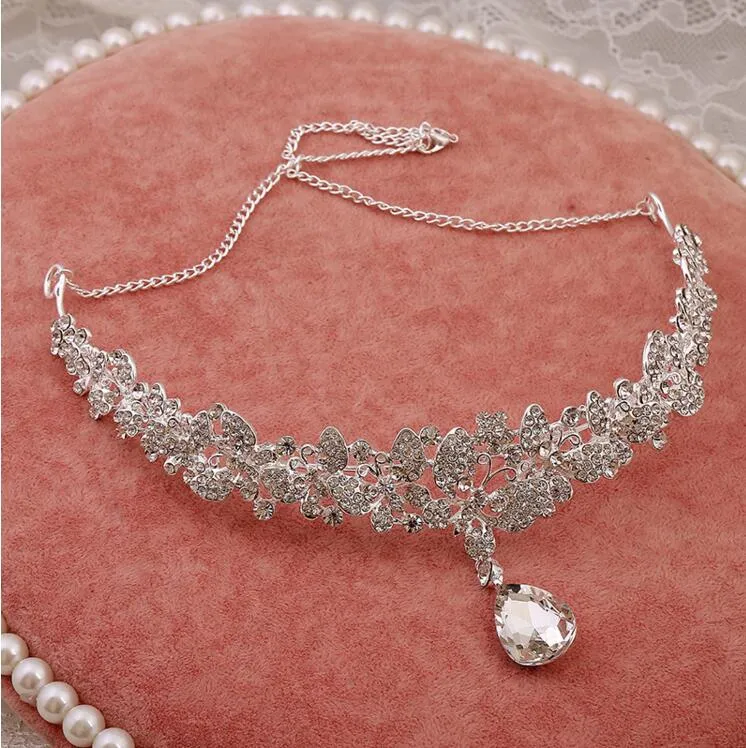 Hoge Kwaliteit 3 ​​Stks Hot Koop Bruiloft Bridal Crown Ketting Oorbel Party Sieraden Bruids Sieraden