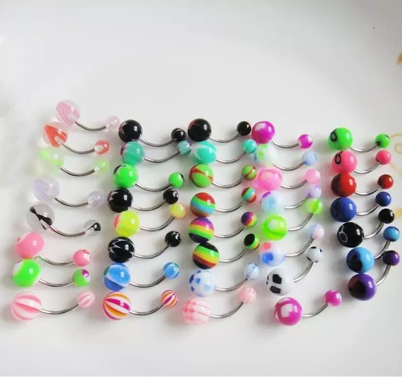 New Hot Mix Acrylic Stainless Steel Belly Navel Tongue Lip Body Piercing Jewelry 