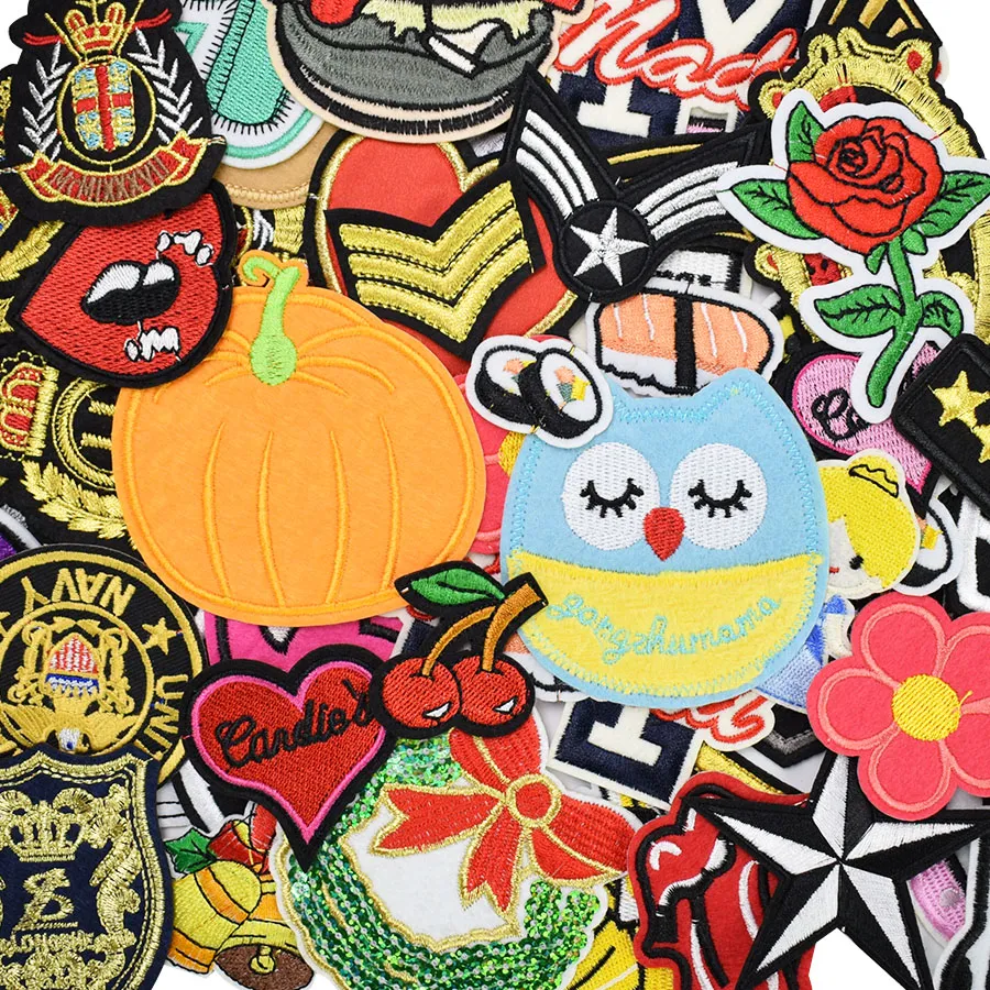 25 pcs Random Badge patches for clothing iron embroidered Diy patch applique iron on badges patches sewing accessories on clothing bags