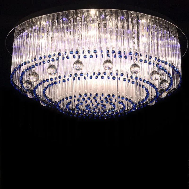 Sapphire LED Crystal Lamp Round Glass BarsWarovski Kristaller Takbelysning E14 110V 220V Vardagsrum Sovrum Studera rumslampa