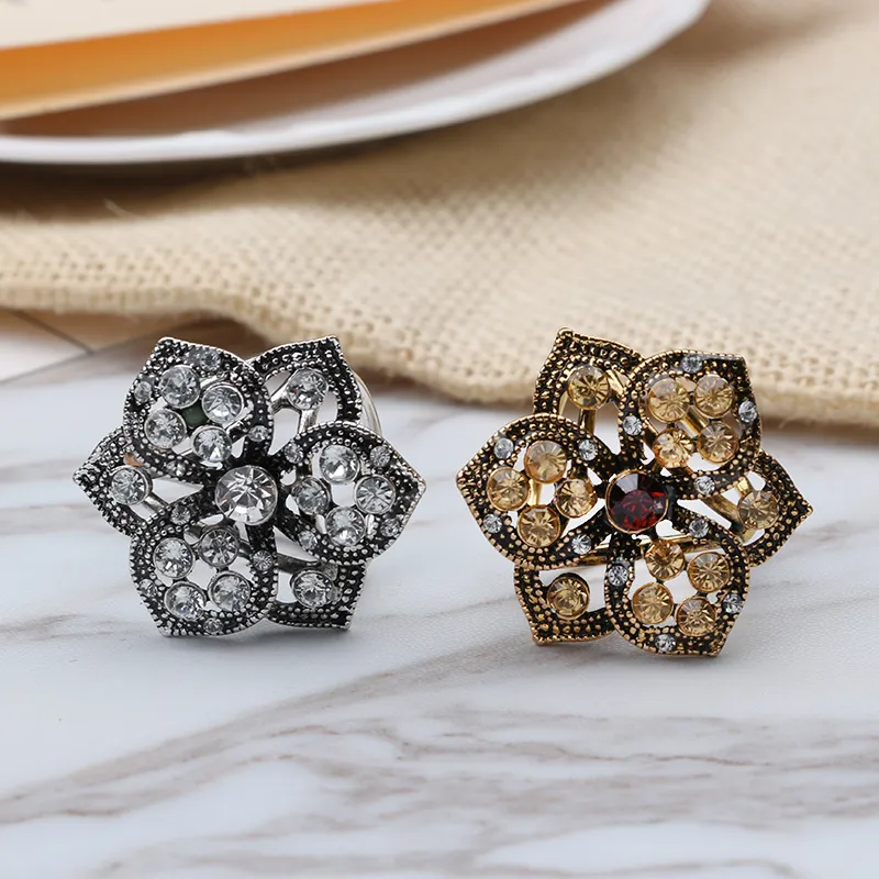 2016 Fashion Rhinestone Napkin Rings Brooch Pins With Opal Stone Flower And  Crystal Three Buckle Scarf Clips Wholesale Womens Gifts From Lucmbahamoute,  $11.27