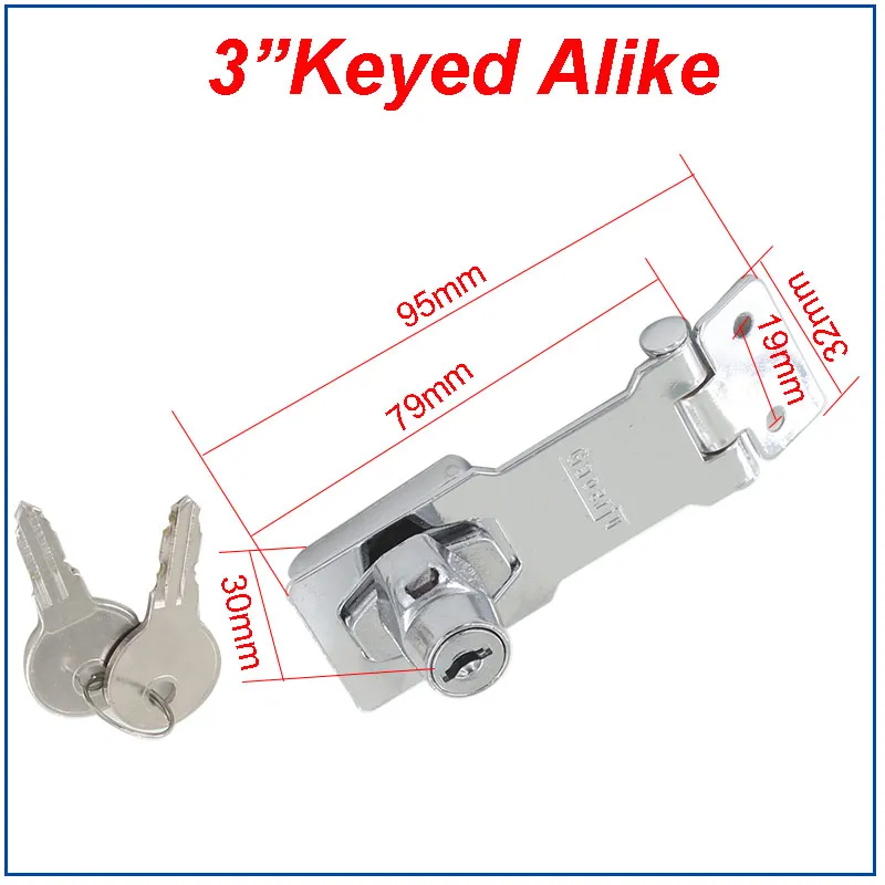 Twist Knob Locking Hasps Integrated Lock Chrome Plated Finish With