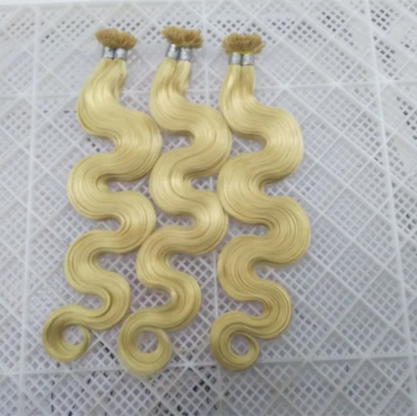 1g / s 100g Braziliaanse Remy Haar # 613 Platinum Blond Rechte Keratin Nail U Tip Fusion Full Menselijk Hair Extensions