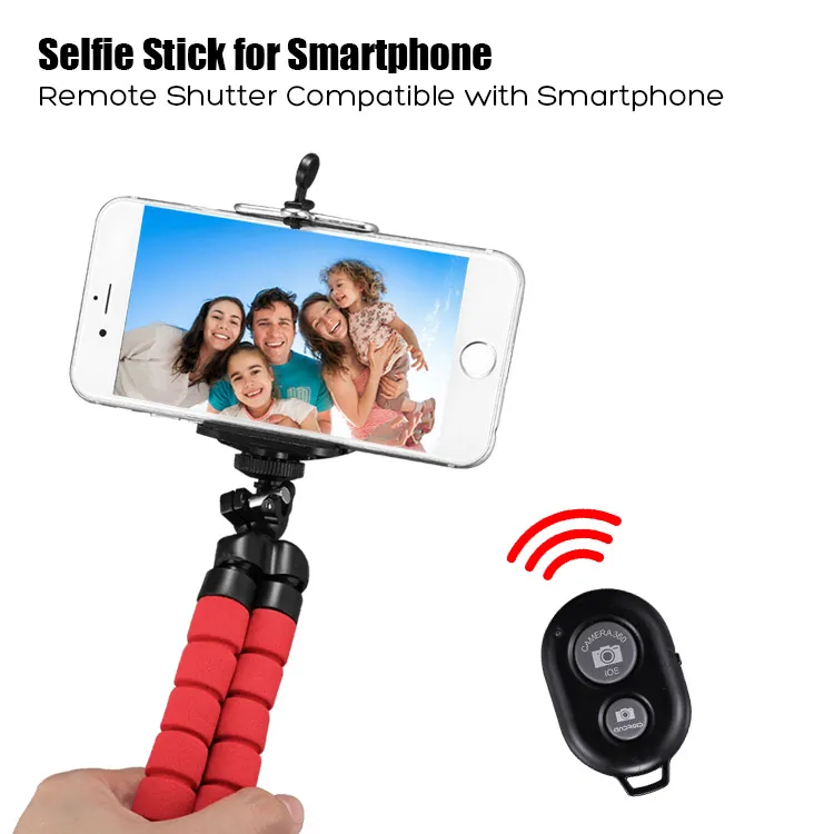 Trípode para teléfono, portátil y flexible, ajustable, soporte para  teléfono celular con control remoto y clip universal para iPhone, teléfono