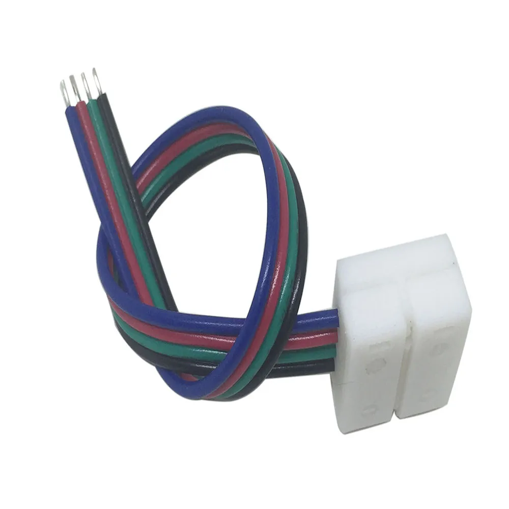 Conectores alargados sin soldadura de 4 pines de 10 mm para tira de LED RGB 5050 o conector PCB flexible de 4 pines de 10 mm de ancho