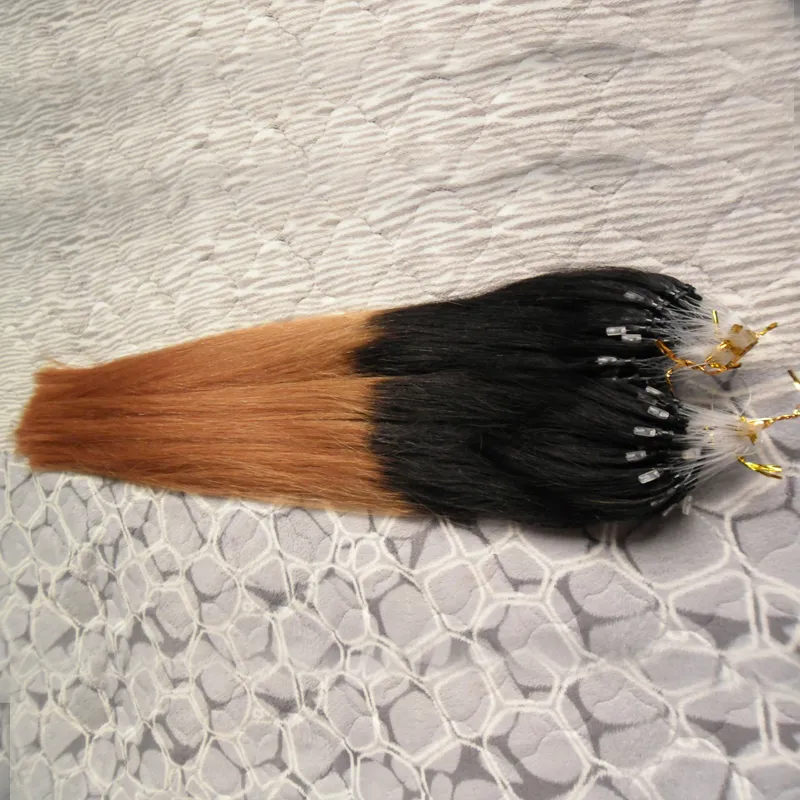 200g Straight micro bead hair extensions T1B/27 brazilian virgin hair honey blonde Ombre micro loop ring hair extensions