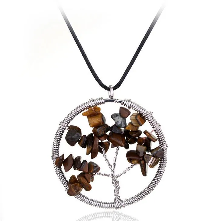 Hot sale Exaggerated natural crystal pendant life tree necklace necklace gravel pendant WFN074 with chain a 