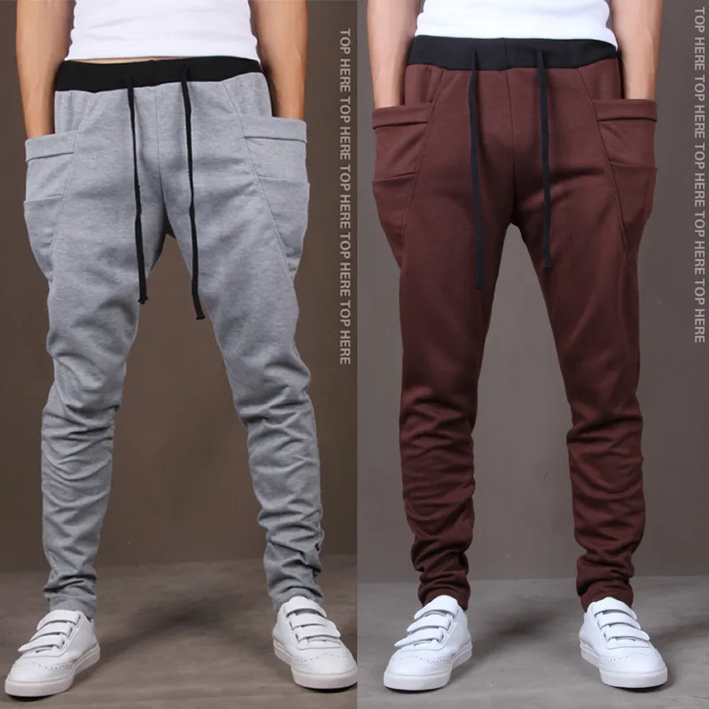 Nya mens joggers mode harem byxor byxor hip hop smal passform sweatpants män för jogging dans 8 färger sport byxor m ~ xxl