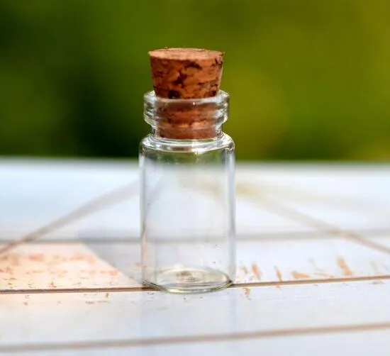 Wholesale- Wholesale 100pcs/lot 0.5ml Tiny Clear Glass Refillable Bottles with Cork & Plastic Caps as Essential Oil Empty Vial