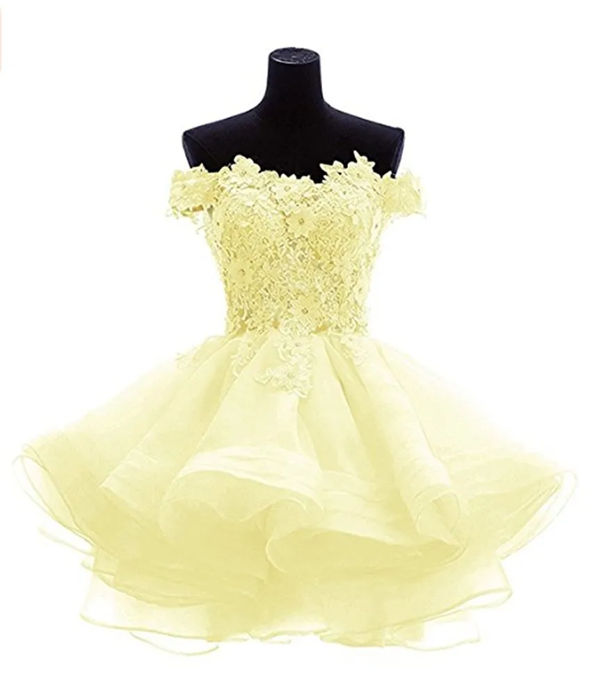 Stock Lace Appliques Organza Short Prom Homecoming Sukienki Plus w rozmiarze Kryształy Kryształy Gospodarz Koktajl Koktajl Suknia QC1241650718