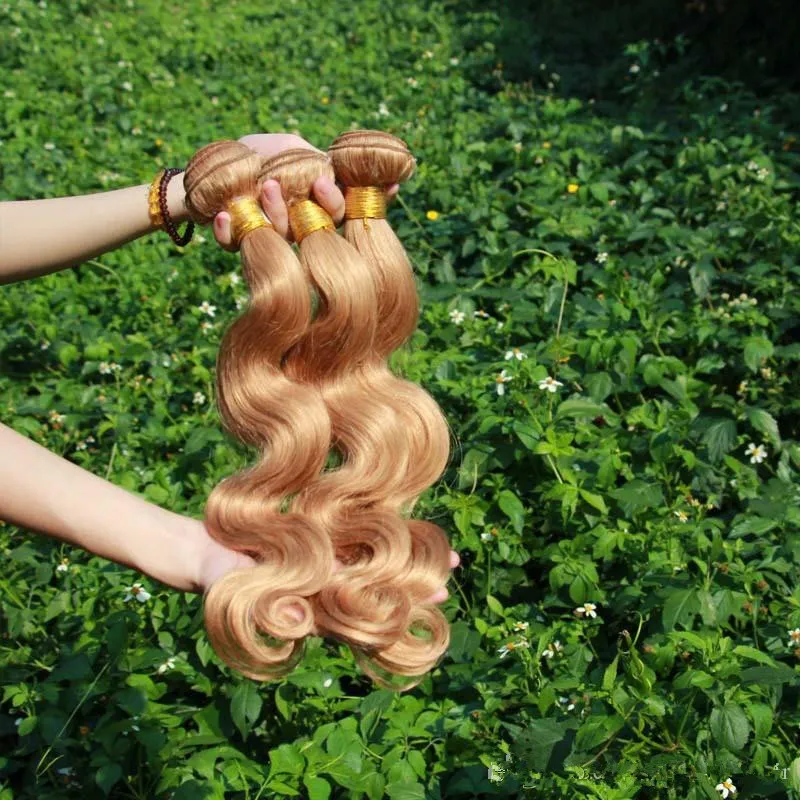 # 27 Honig Blonde Körperwelle Brasilianische 3 Bundles Brasilianisches Menschenhaar Hellbraunes Reines Haar Bundles Peruanisches Menschliches Haar Extensions Verkauf