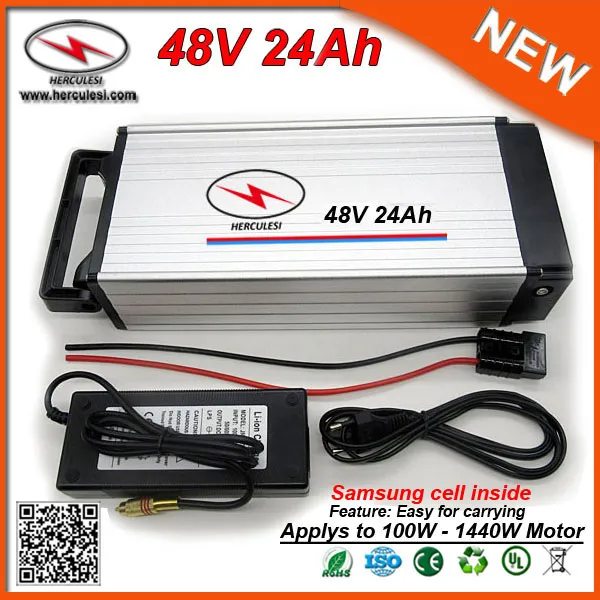 High Safety 48 V 24AH Battery Litowe / Bateria Rack 48V 24AH Zbudowany w Samsung Cell for Bafang lub Golden Motor Magic Pie 5