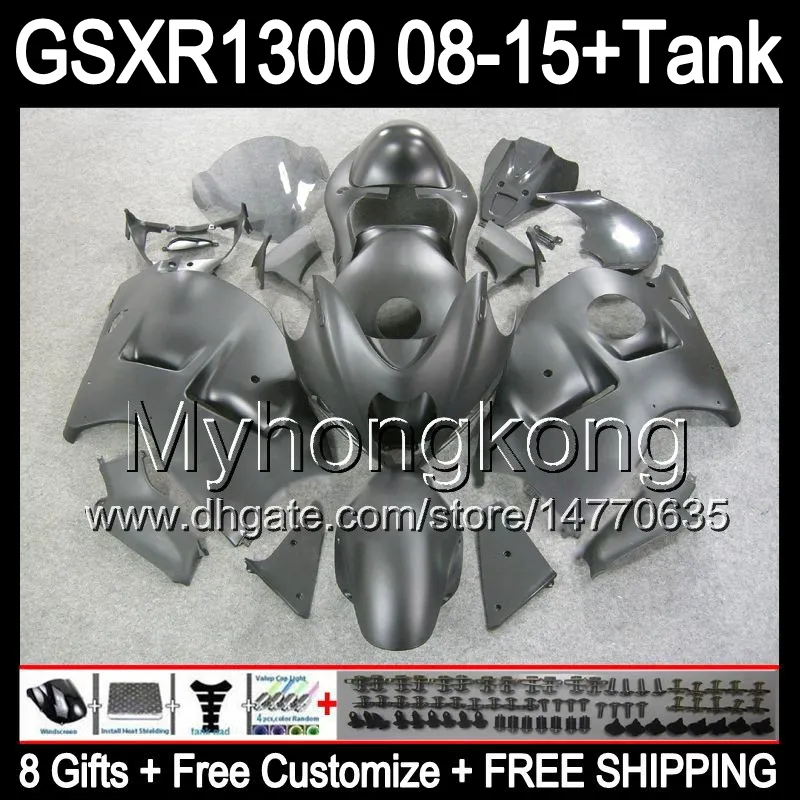 Glans Svart 8Gifts för Suzuki Hayabusa GSXR1300 08 15 GSXR-1300 14MY174 GSXR 1300 GSX R1300 08 09 10 11 12 13 14 15 Gloss Black Fairing Kit