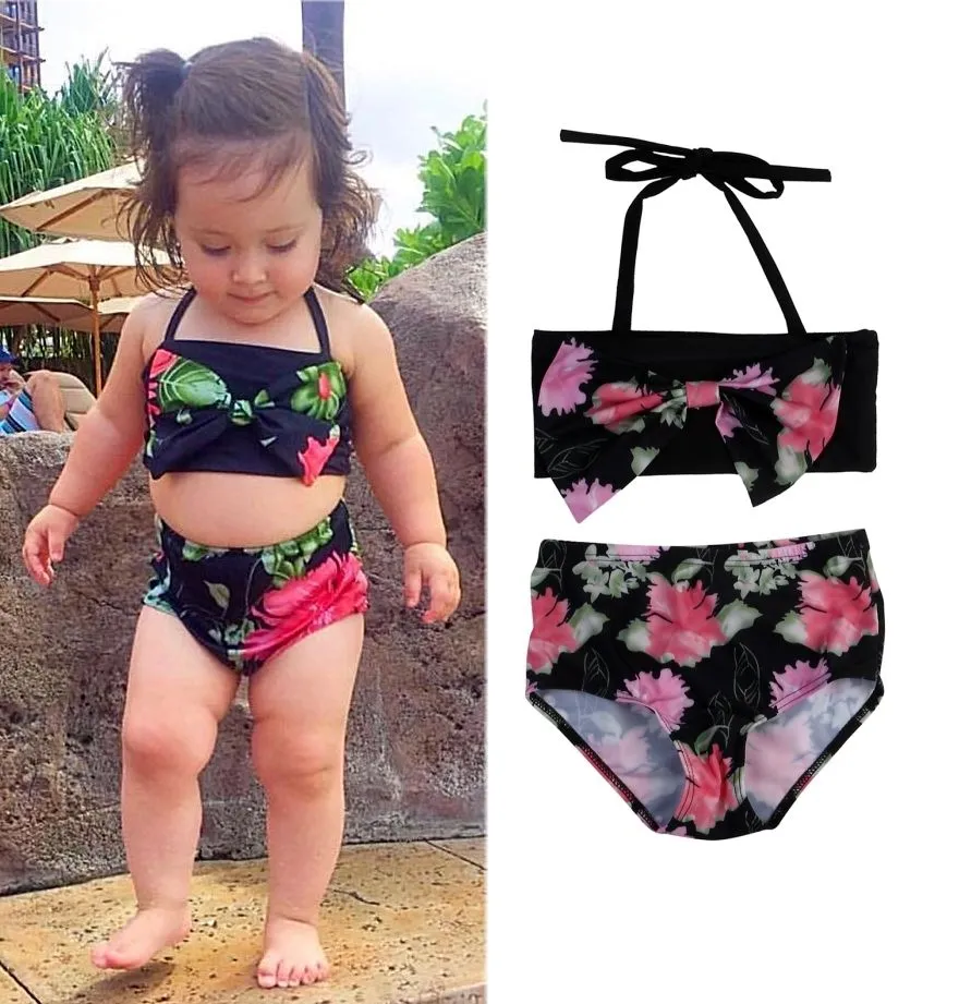 Costume da bagno da bagno a due pezzi con fiocco Bikini Costume da bagno Costumi da bagno Età 2-7T