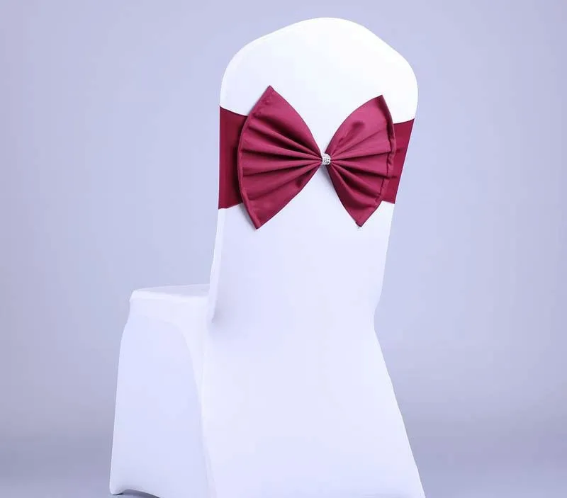 Chair Bands with bow Elastic Chair Covers cover Bows chair Sashes sash Wedding Party supplies wholesale new 