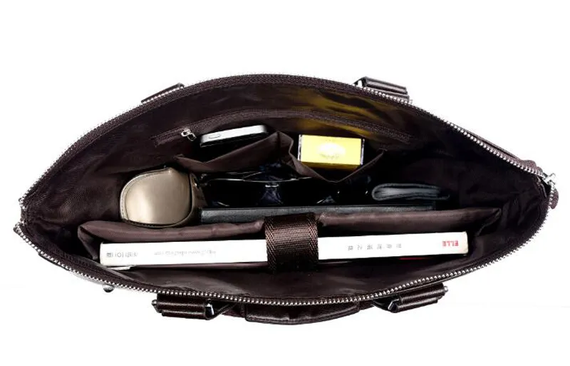 Män Casual Briefcase Business Shoulder Bag Leather Messenger Bags Computer Laptop Handväska Väska Mäns Resväskor