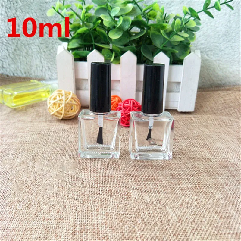 10G Nail Polish Bottle, Square Glass Bottle With Brush, Empty Nail