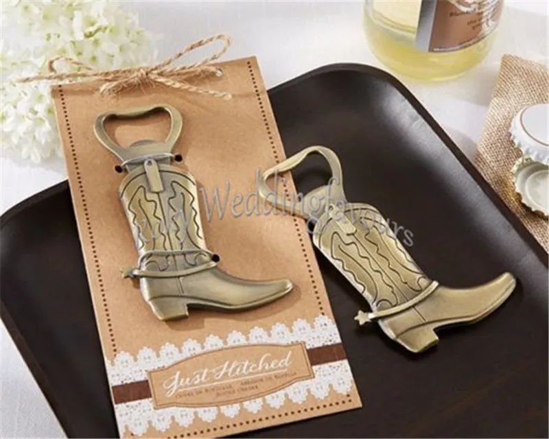 Just Hitched Cowboy Boot Bottle Opener Western Wedding Favor Gift Party Cute Keepsake Event Shower