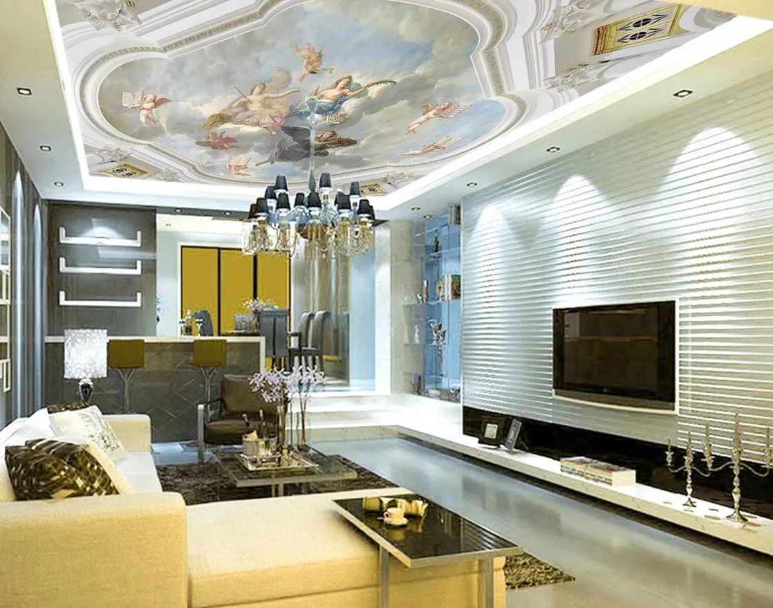 Mural Ceiling European Style Angel ceiling Mural mural 3d wallpaper 3d wall papers for tv backdrop