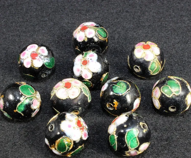 14mm cloisonne emalj pärlor färgglada filigran äkta runda lösa spacer pärlor för diy smycken armband hantverk charms cloisonne pärlor