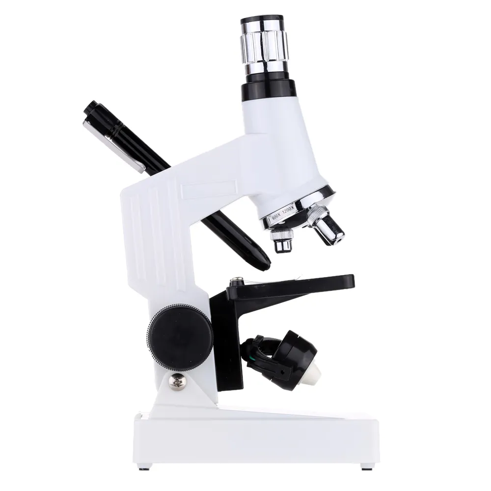 Freeshipping 1200X Учебный микроскоп с LED Light 10-20X Увеличение окуляра начального уровня Студенческого научного образования биологического приборостроения
