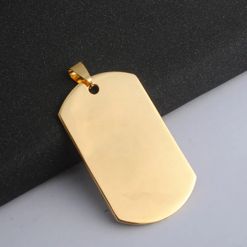 Goud Kleur Graveerbare Roestvrijstalen Dog Tag Shape Charms Sieraden Bevindingen Voor Mannen Vrouwen Hanger Kettingen