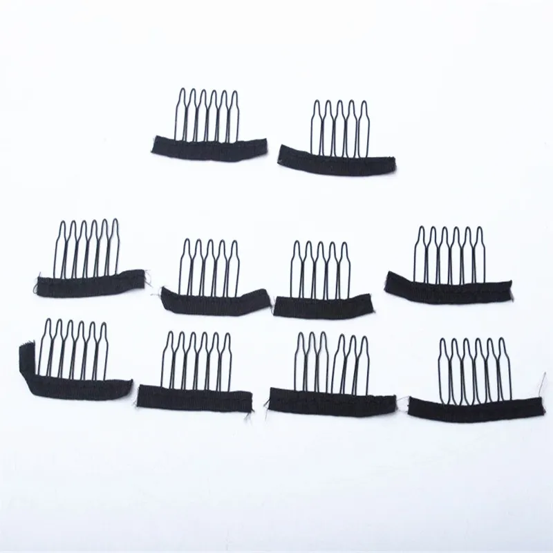 50 stuks zwarte kleur pruik kammen pruik clips en kammen met 5TEETLE voor pruik cap en pruiken maken kammen hair extensions tools